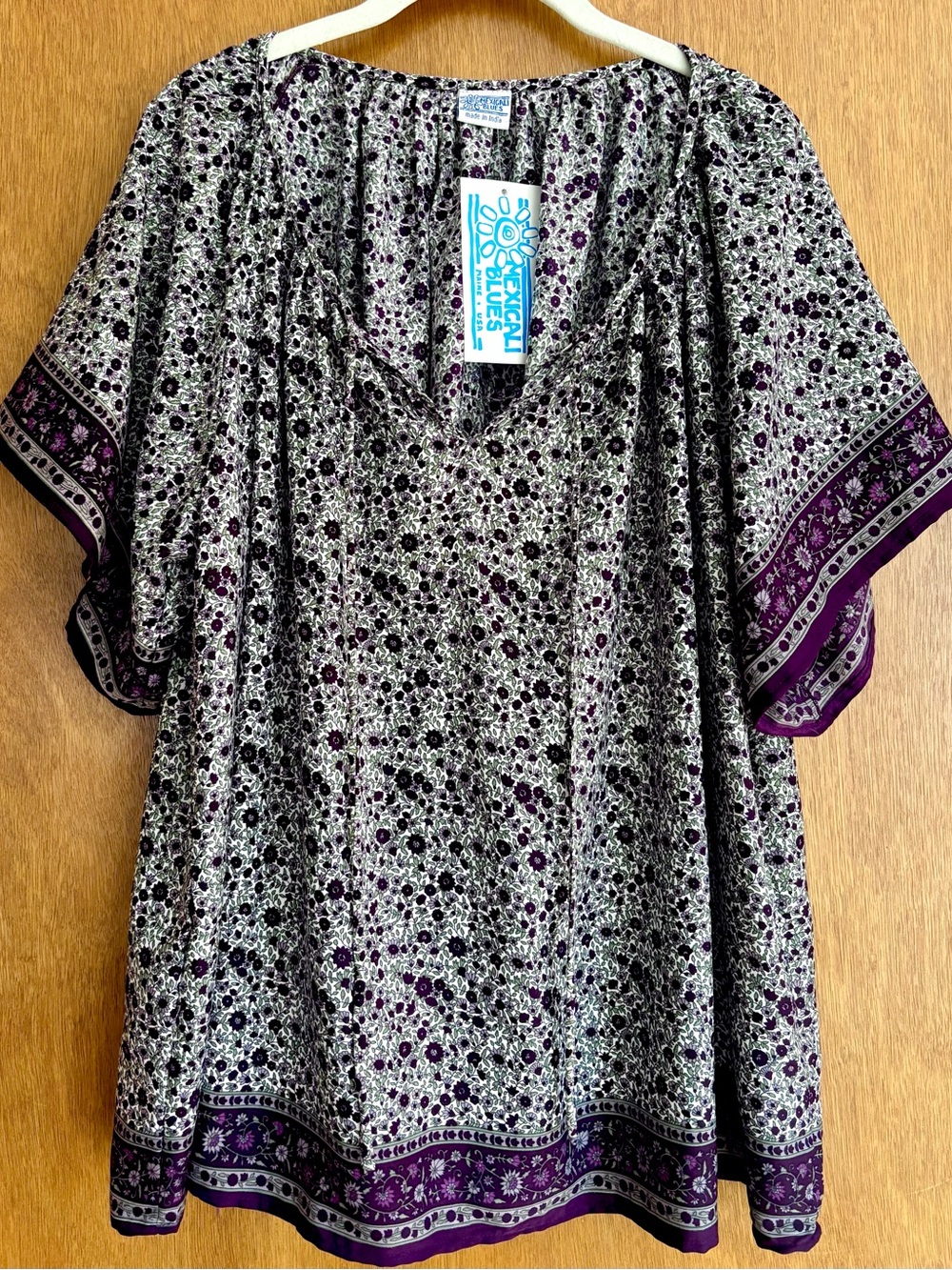 Mexicali Blues Purple Floral Peasant Top - One Size fits Plus
